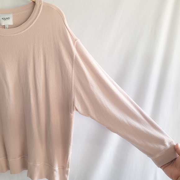 Found Made In LA Pink Terry Knit Cozy Pullover Oversized Sweatshirt Size Medium - Picture 4 of 6
